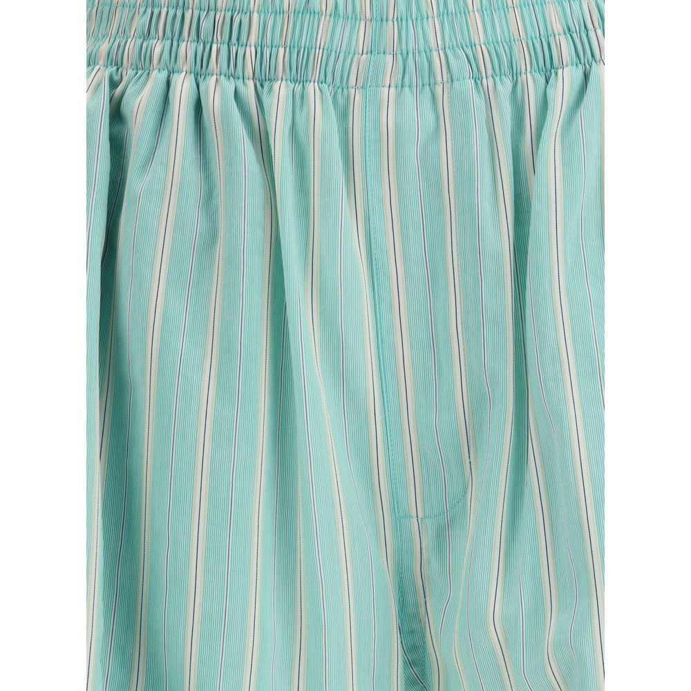 Balenciaga Green Striped Women's Shorts