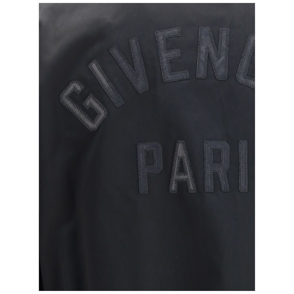 Givenchy Black Bomber Jacket for Men in Satin and Nappa Leather