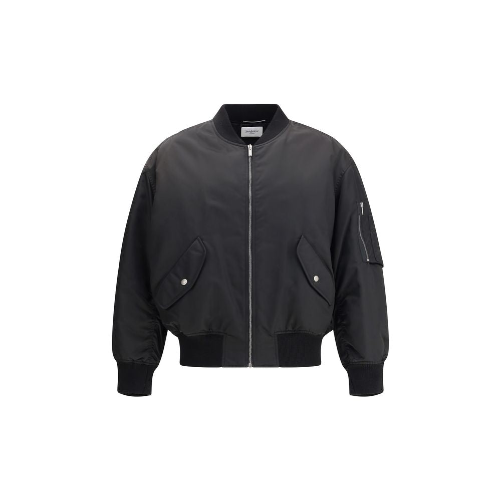 Saint Laurent Black Oversized Bomber Boule Jacket
