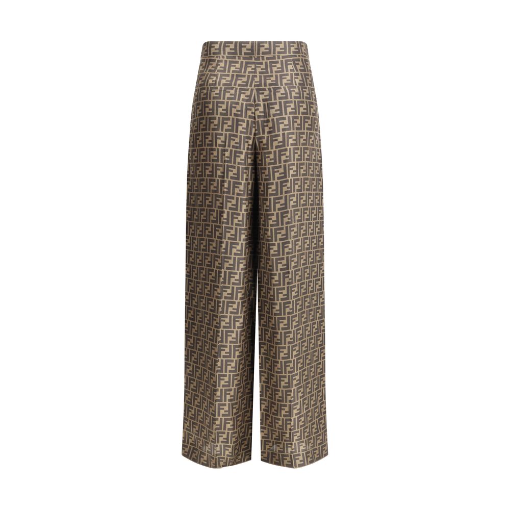 Fendi Monogram Pattern Silk Pants