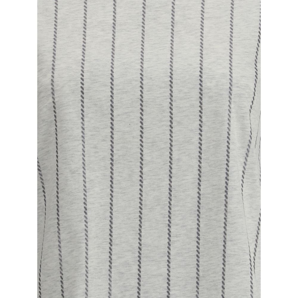 Brunello Cucinelli Striped T-Shirt with Mini Sequins