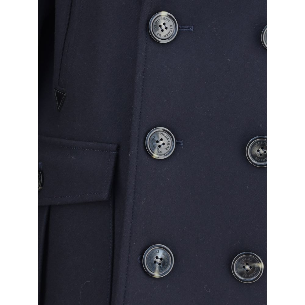 Dsquared2 Blue Felted Wool Peacoat for Men