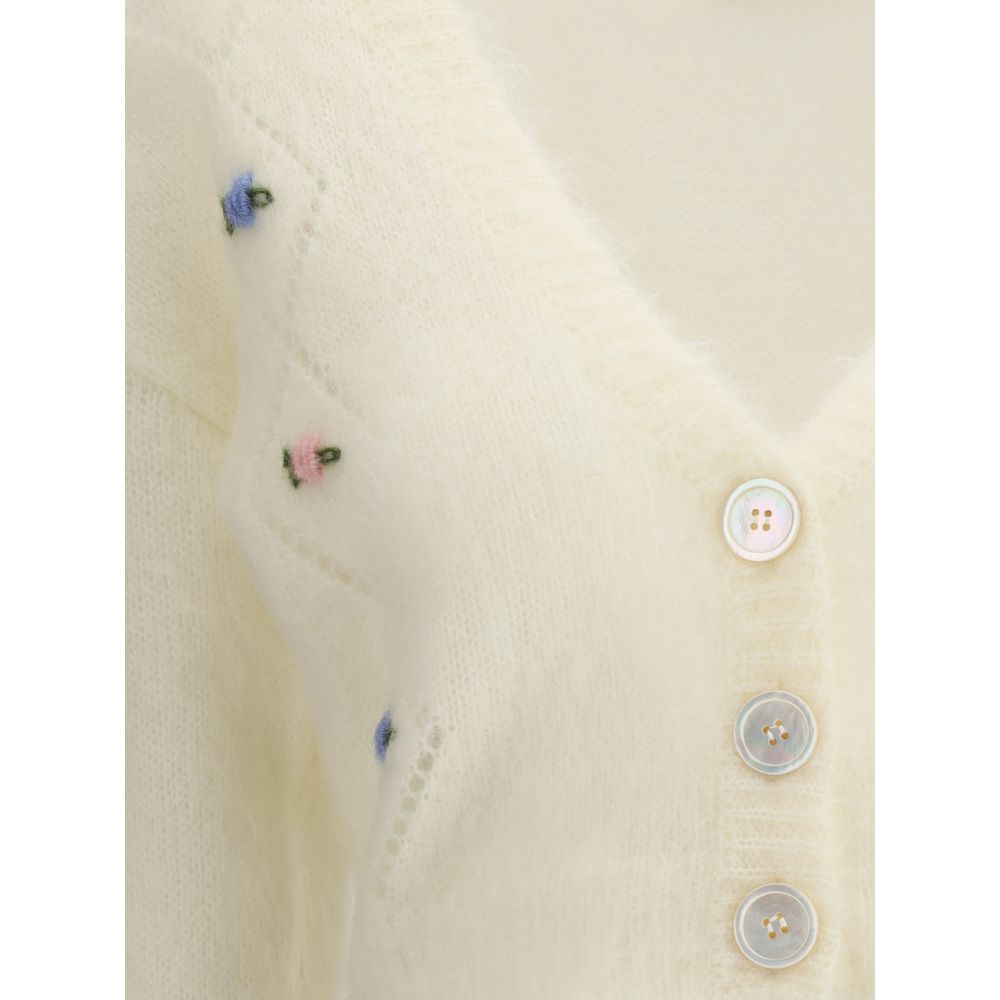 Alessandra Rich Mohair Cardigan with Embroidery