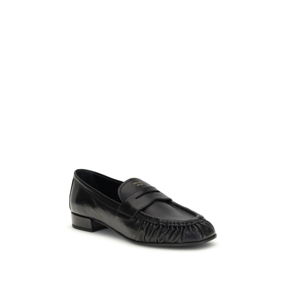 Prada Black Leather Loafers for Men