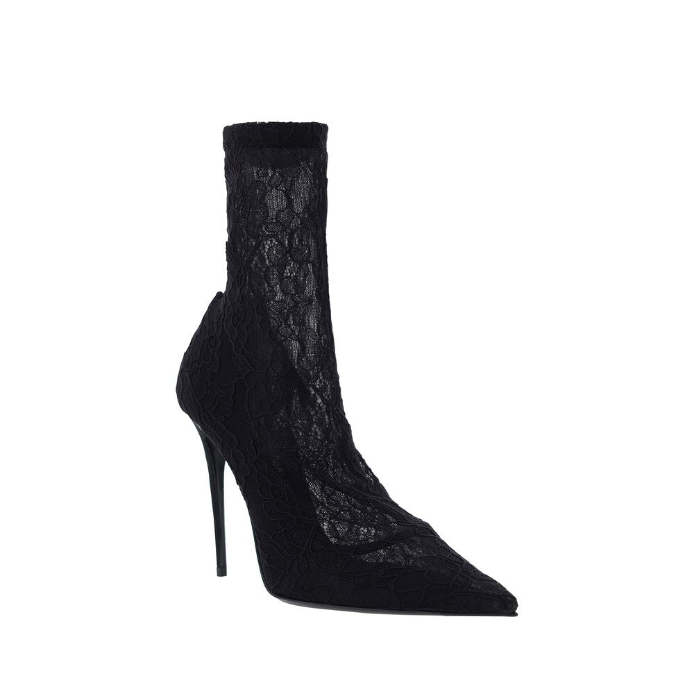 Dolce & Gabbana Black Lace Sock Pumps
