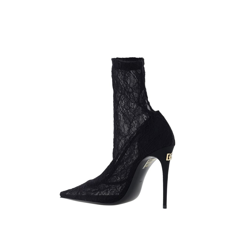Dolce & Gabbana Black Lace Sock Pumps