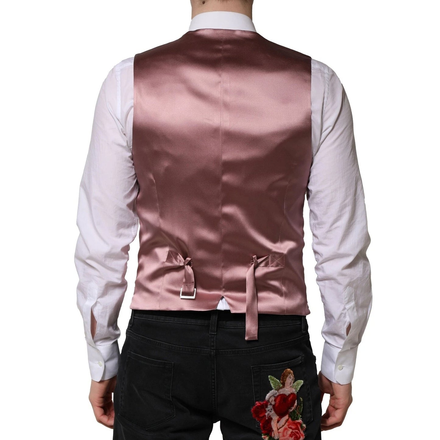 Dolce & Gabbana Pink Wool Formal Waistcoat Vest
