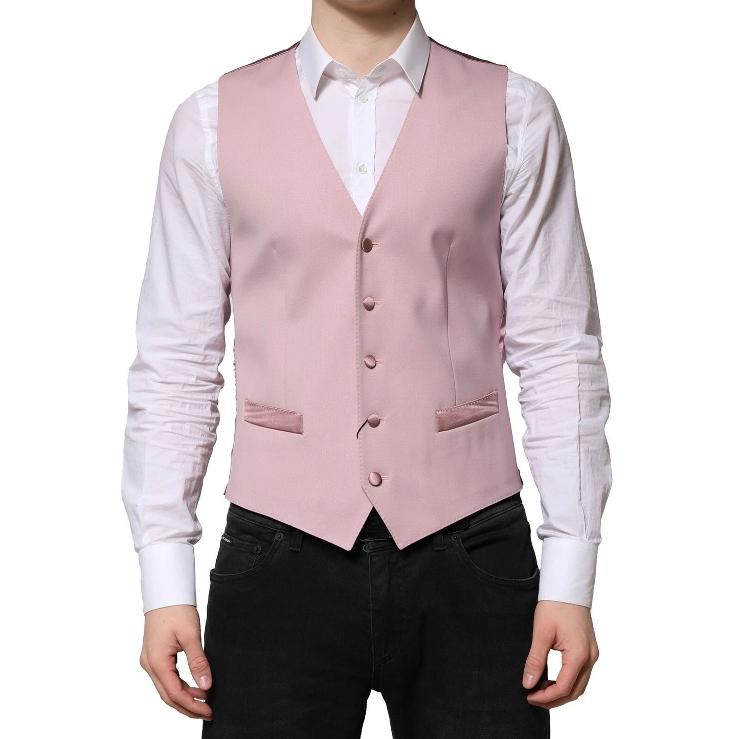 Dolce & Gabbana Pink Wool Formal Waistcoat Vest