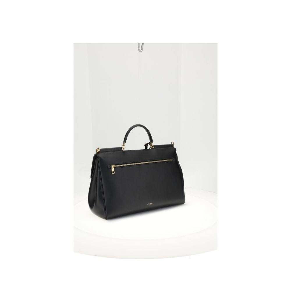 Dolce & Gabbana My Sicily Black Handbag in Plongé Calfskin