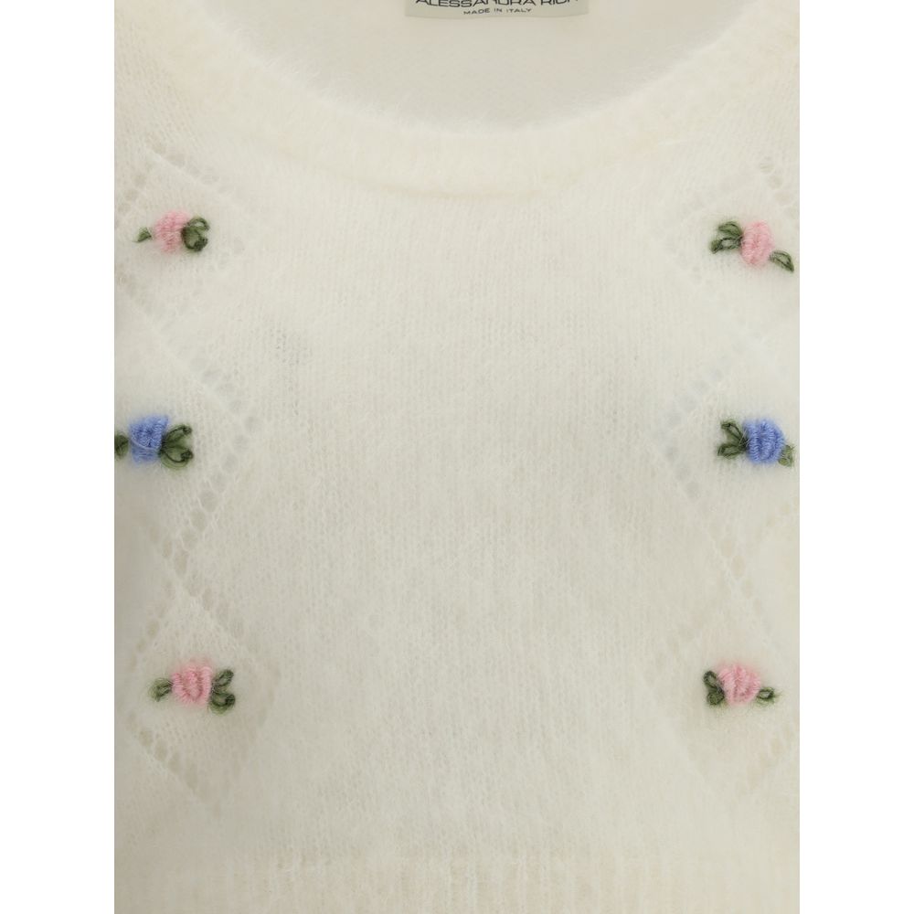 Alessandra Rich Short Sleeve Mohair Sweater