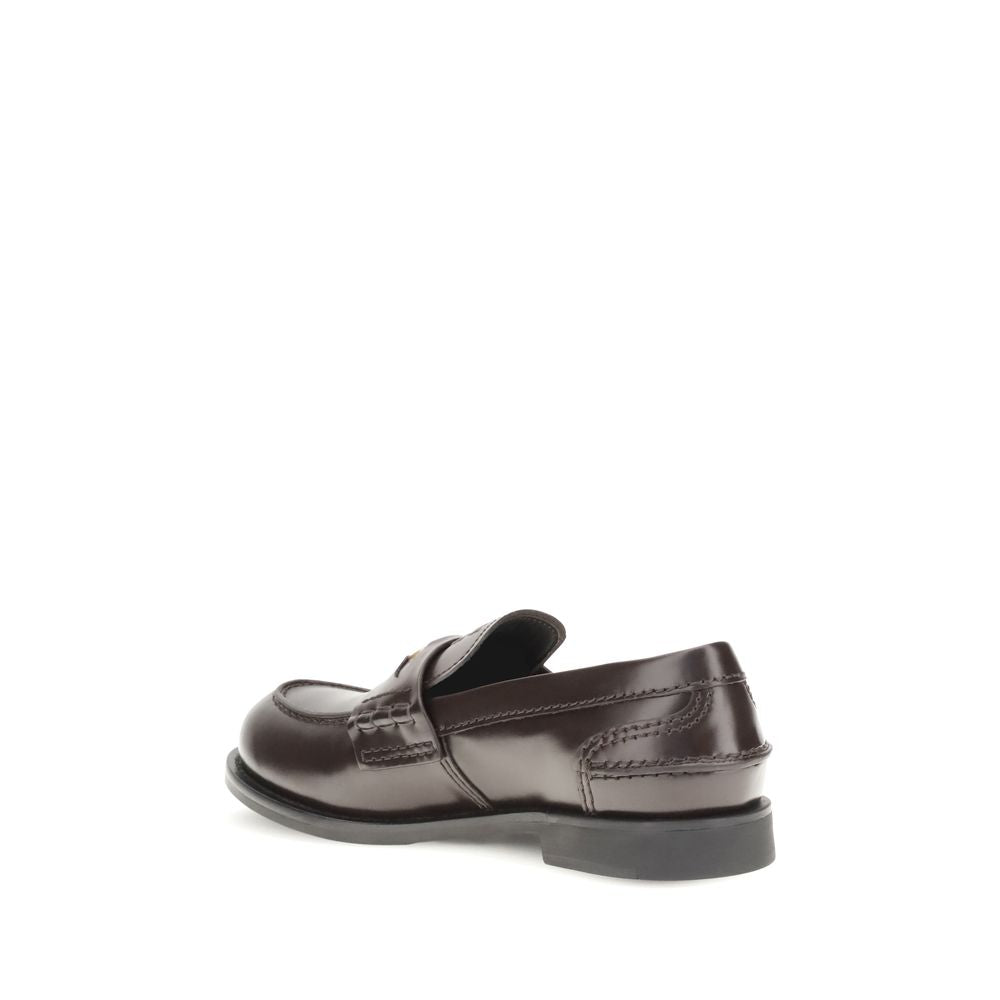 Miu Miu Leather Penny Loafers with Coin Detail