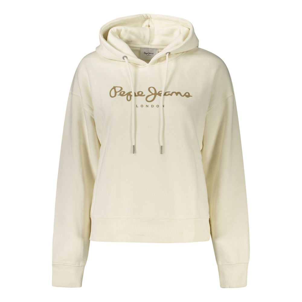 Pepe Jeans White Cotton Hoodie Sweater for Women