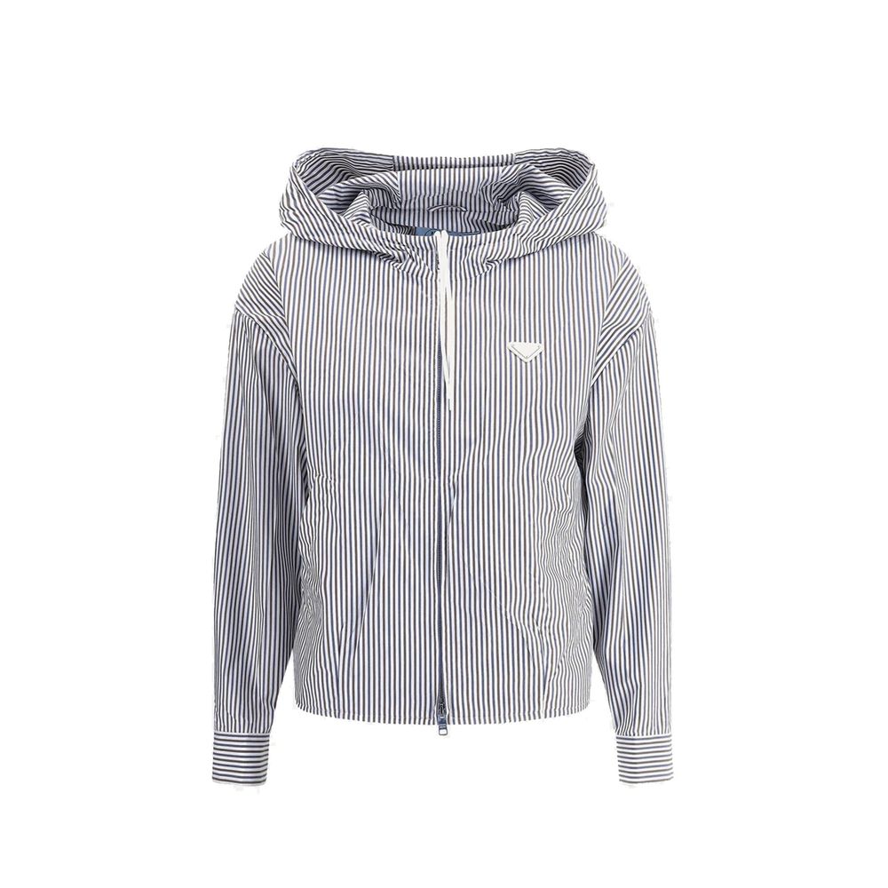 Prada Blue Striped Hoodie Jacket for Women