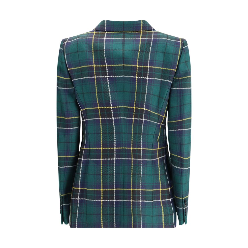 Alexander McQueen Green Check Pattern Blazer for Women