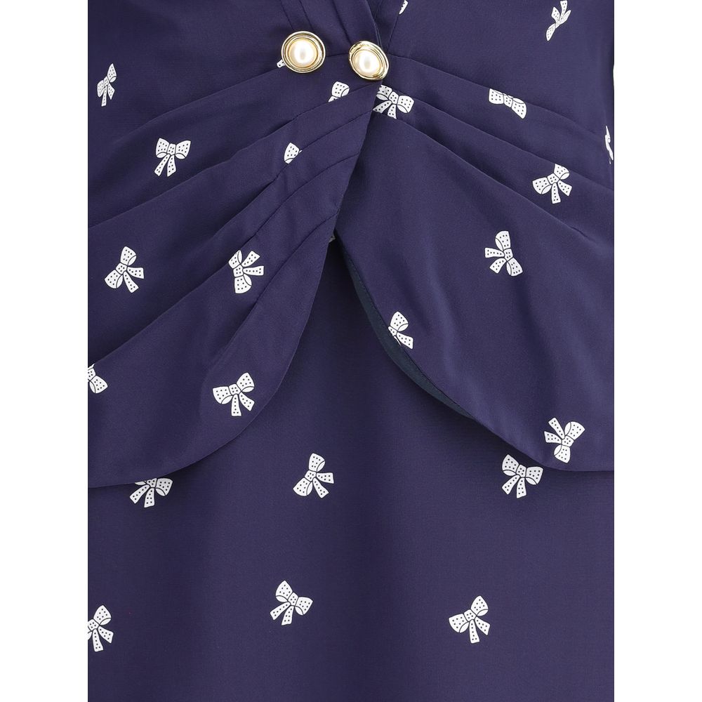 Alessandra Rich Bow Patterned Short Dress