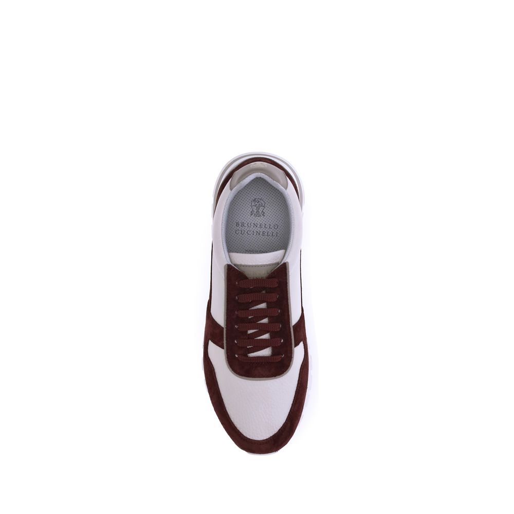 Brunello Cucinelli Leather Sneakers with Suede Detailing