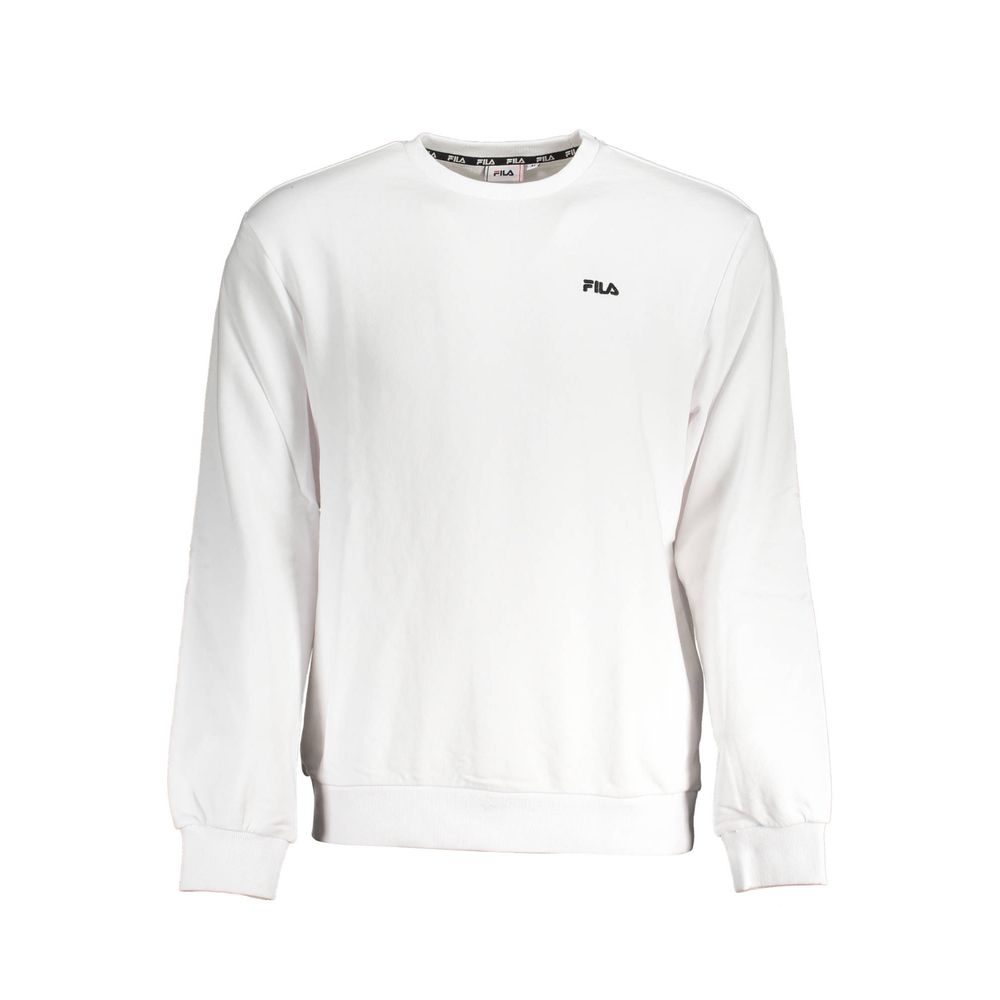 Fila White Cotton Sweater: Brushed Long Sleeve Crew Neck