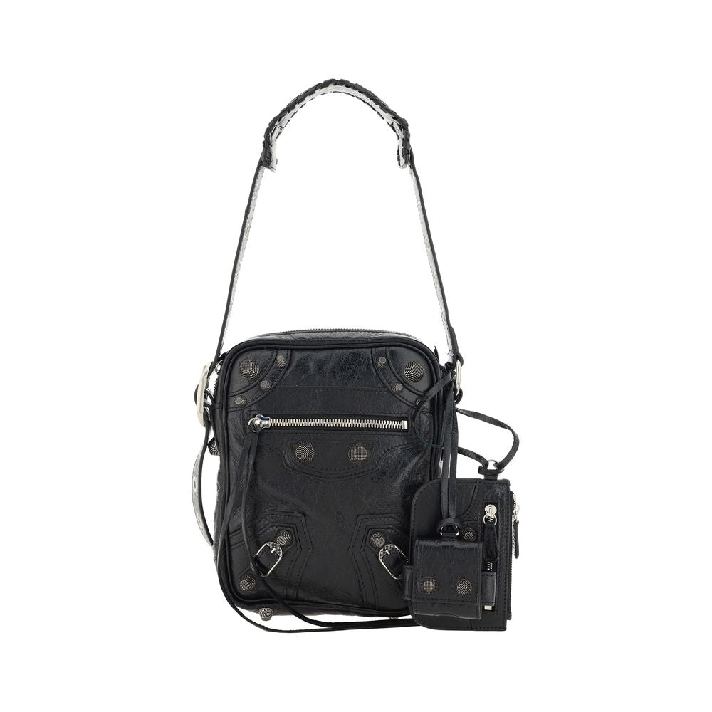 Balenciaga Black Leather Le Cagole Messenger Crossbody Bag for Men