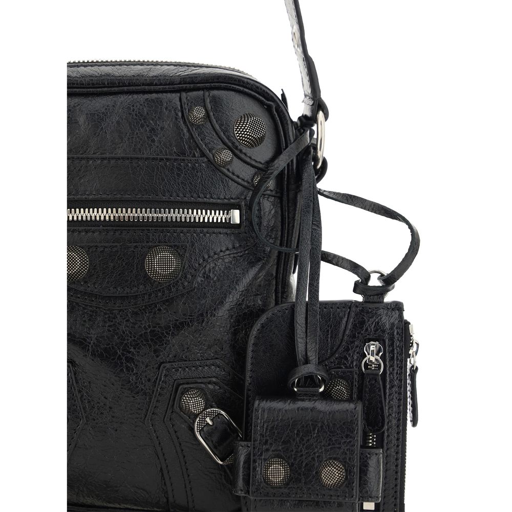 Balenciaga Black Leather Le Cagole Messenger Crossbody Bag for Men