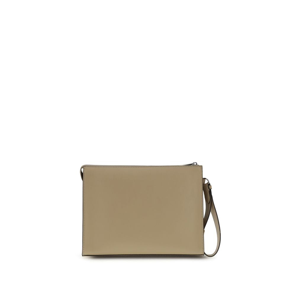 Fendi Leather and FF Canvas Clutch
