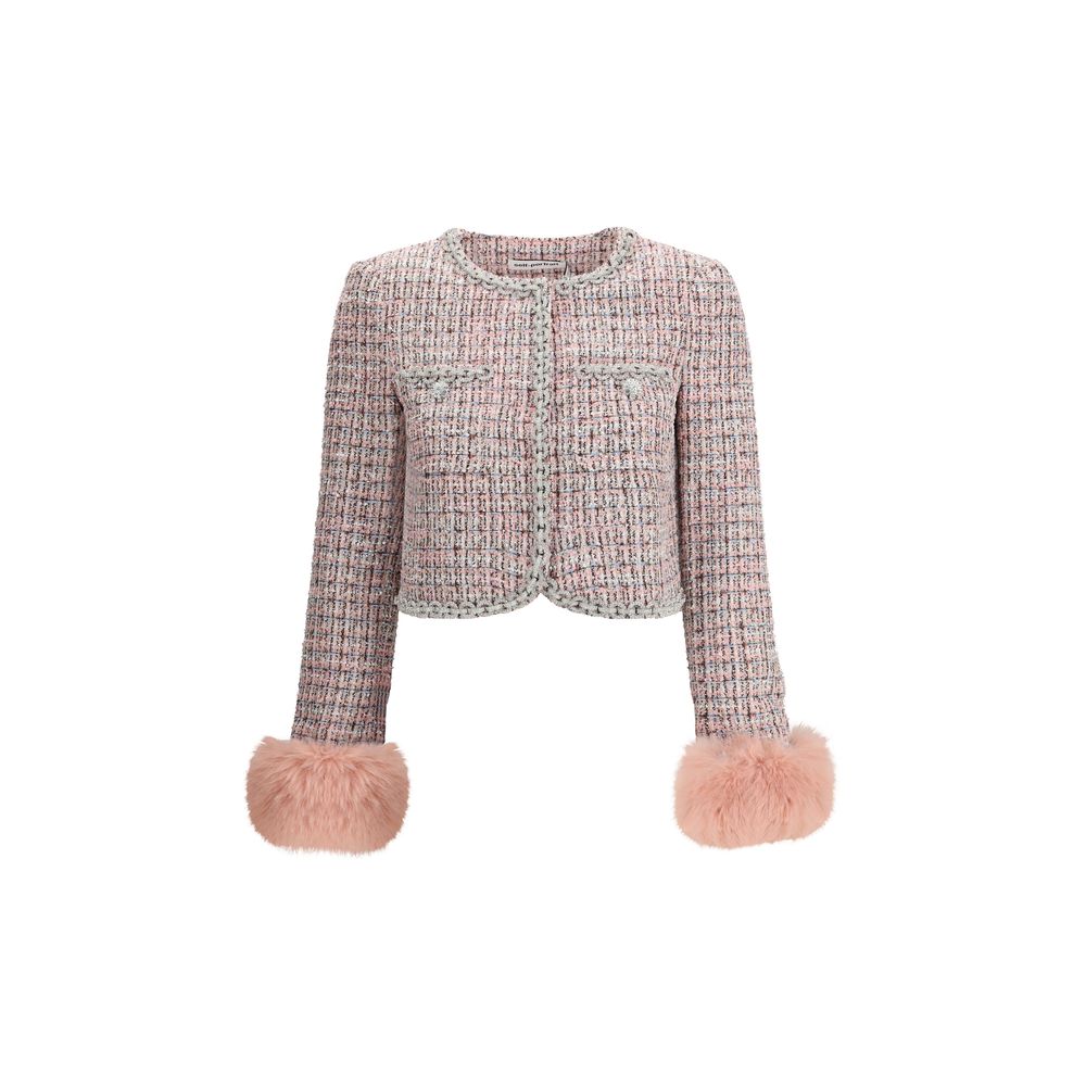 Self-Portrait Bouclé Fur Cuffed Jacket