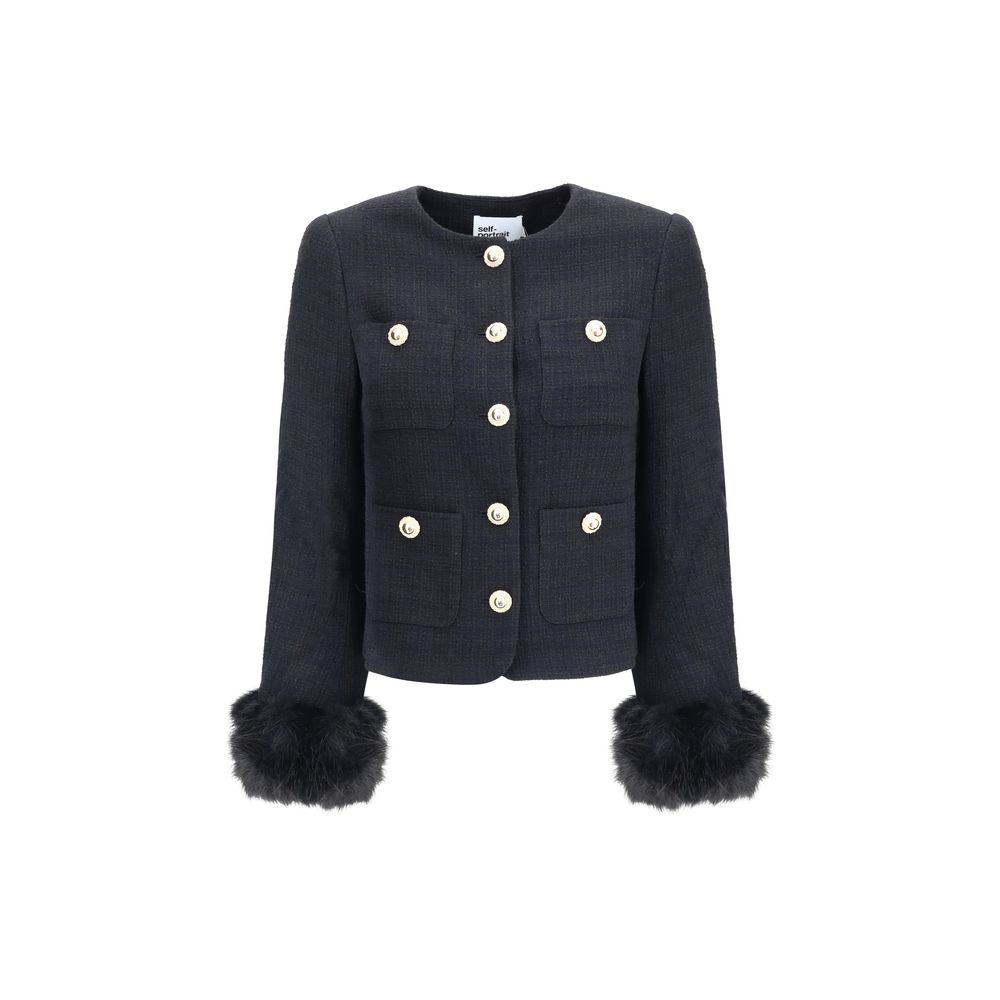 Self-Portrait Fur Cuffed Jacket