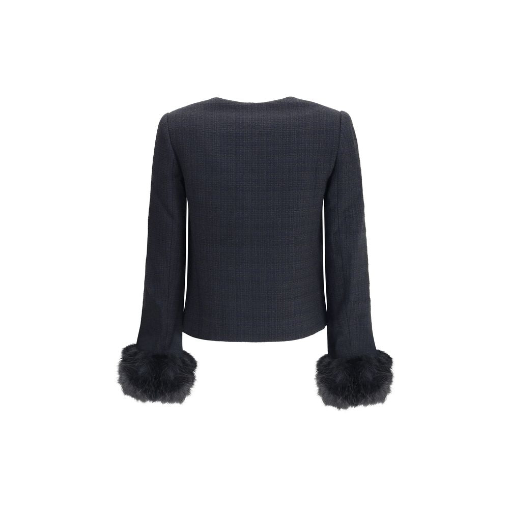 Self-Portrait Fur Cuffed Jacket
