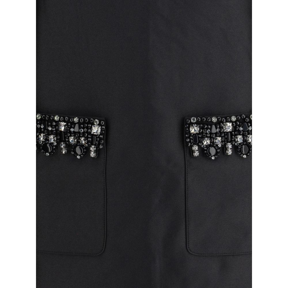 Self-Portrait Taffeta Embellished Trim Short Dress