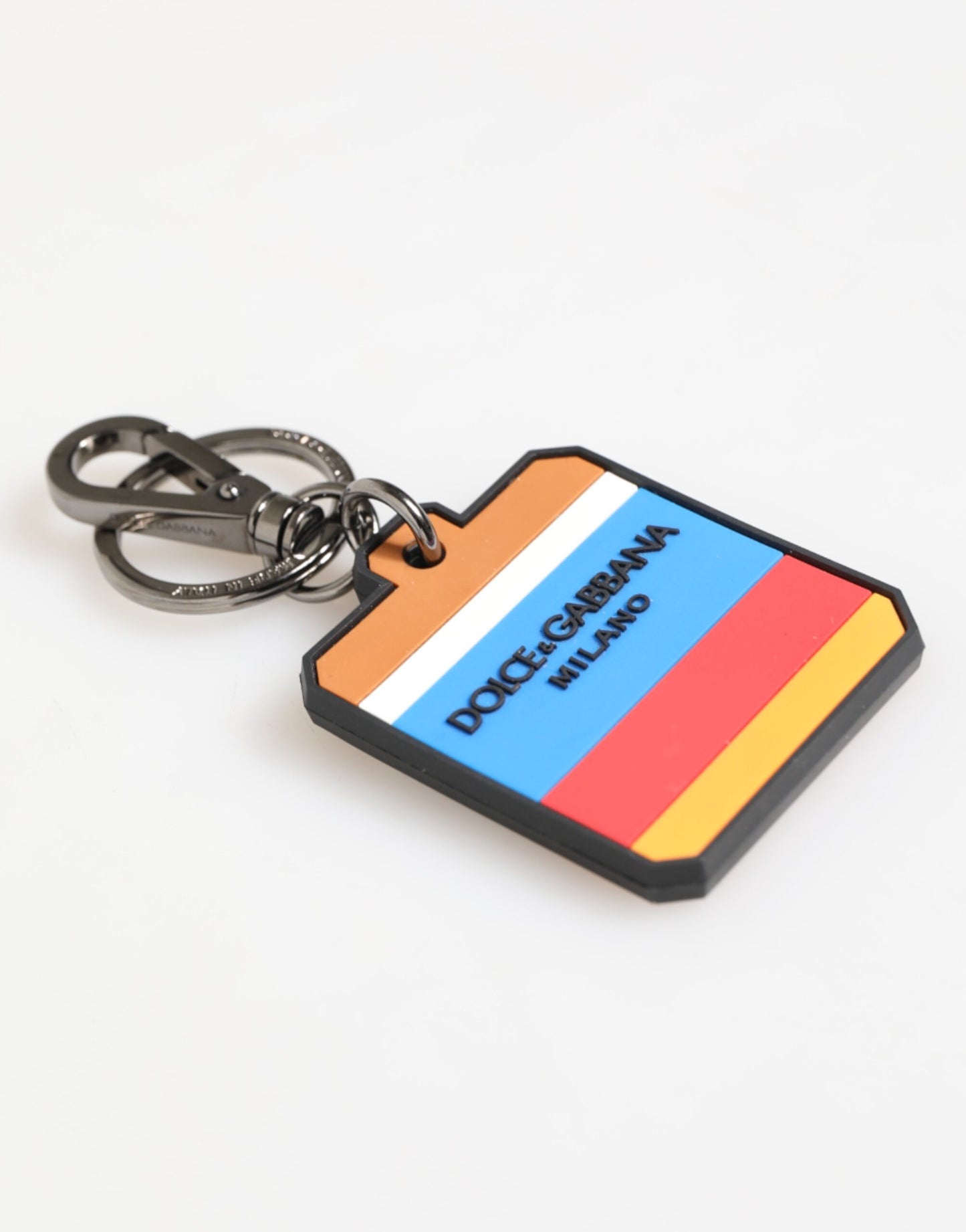 Dolce & Gabbana Multicolor DG Rubber Logo Silver Keychain