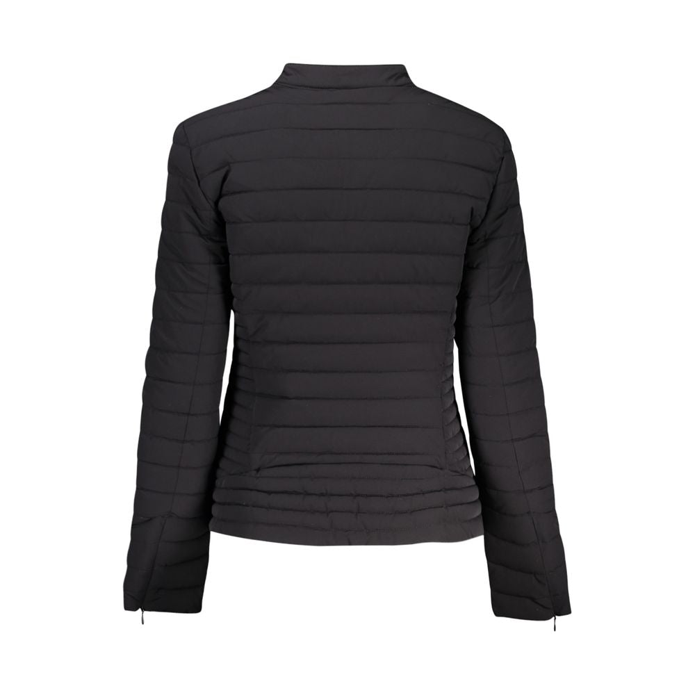 Guess Jeans Black Quilted Zip-Up Slim Fit Jacket for Women