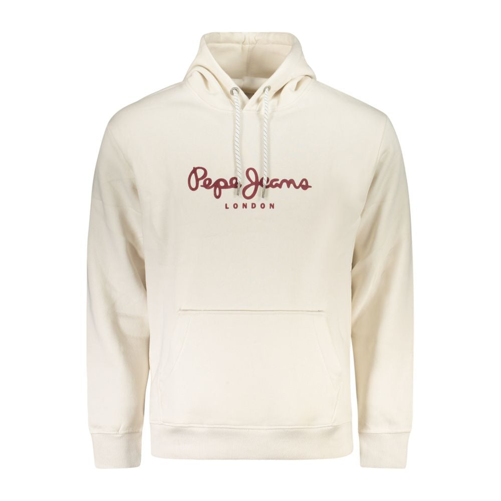 Pepe Jeans White Cotton Logo Hooded Sweater for Men