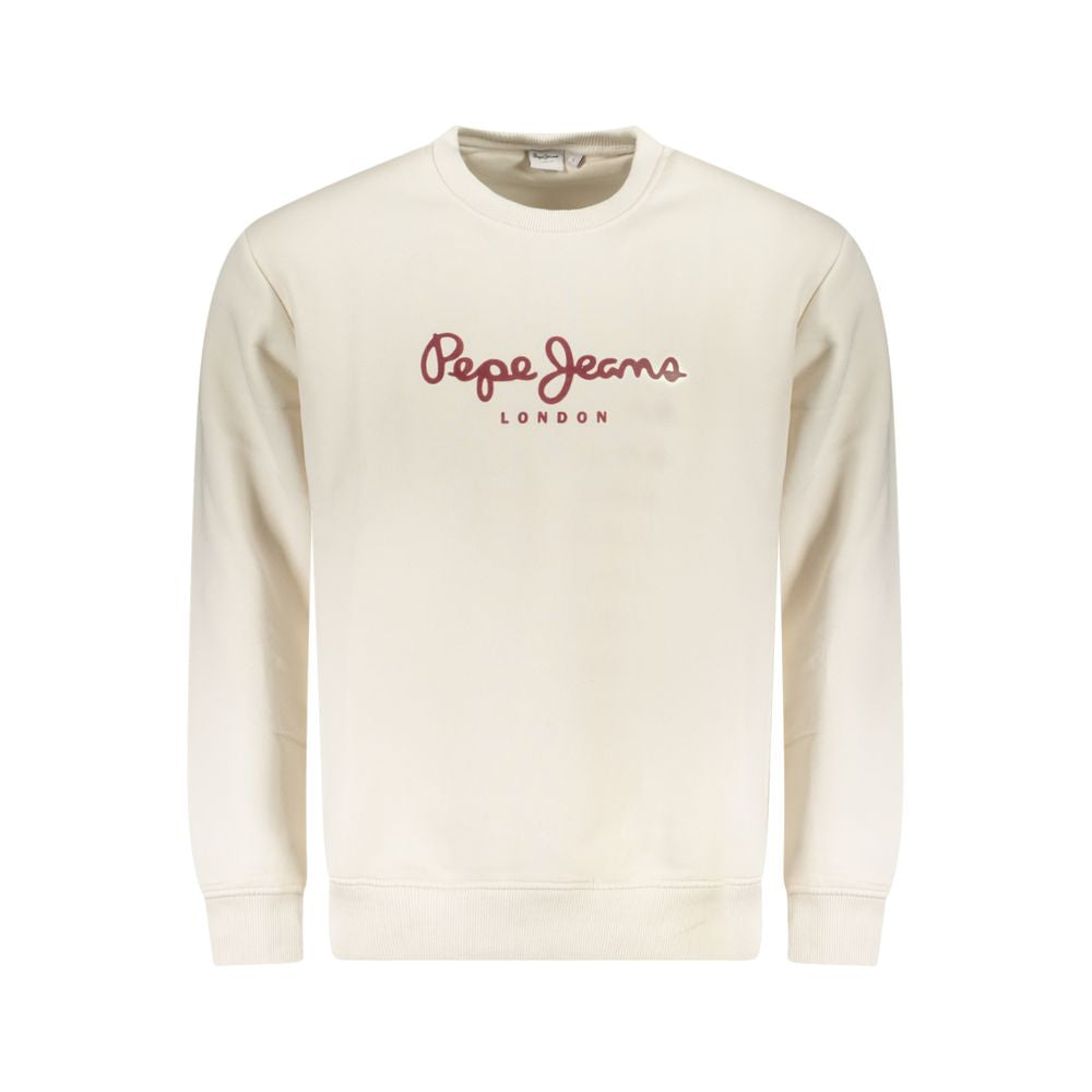 Pepe Jeans White Cotton Logo Crew Neck Sweater for Men