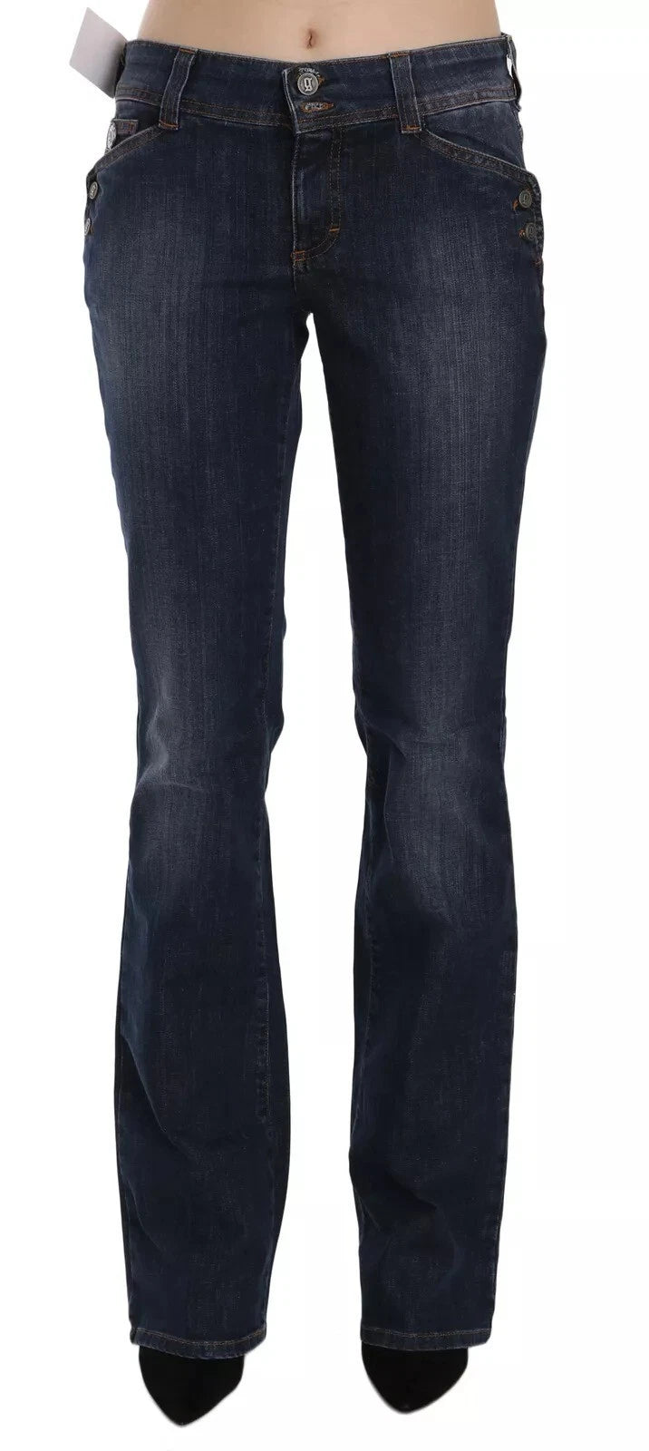 John Galliano Blue Washed Mid Waist Flared Denim Casual Pants