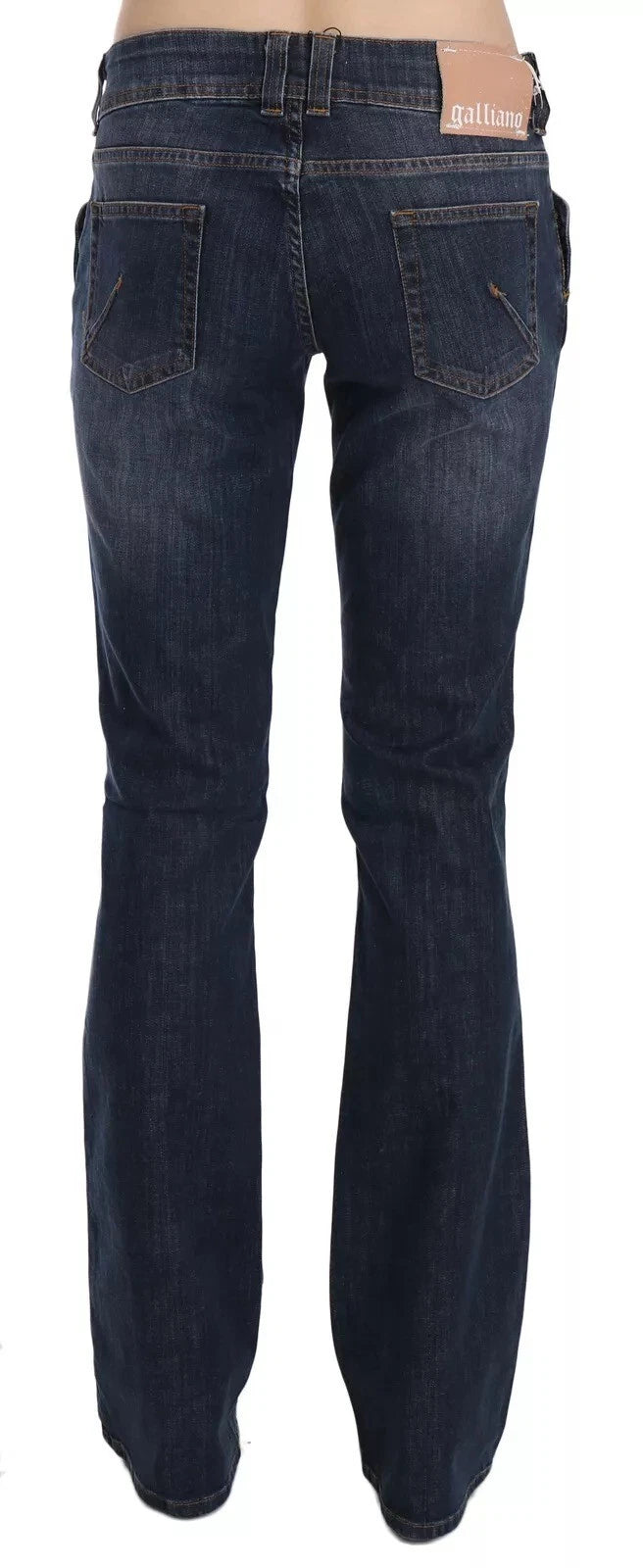John Galliano Blue Washed Mid Waist Flared Denim Casual Pants
