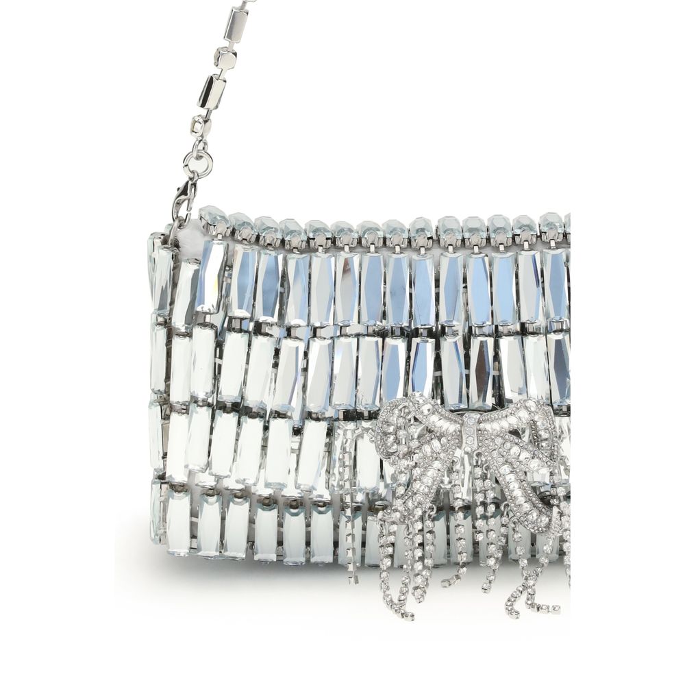 Self-Portrait Silver Crystal Bow Mini Shoulder Bag