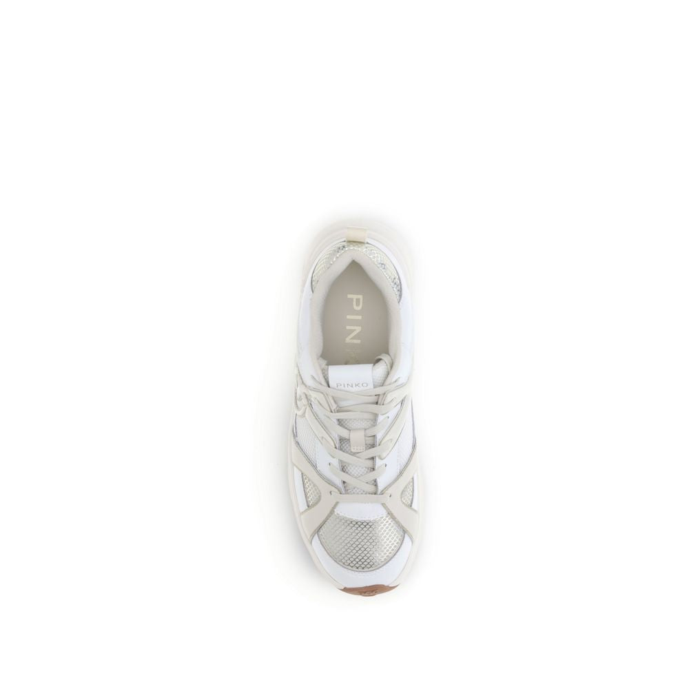 PINKO White Love Birds Logo Sneakers