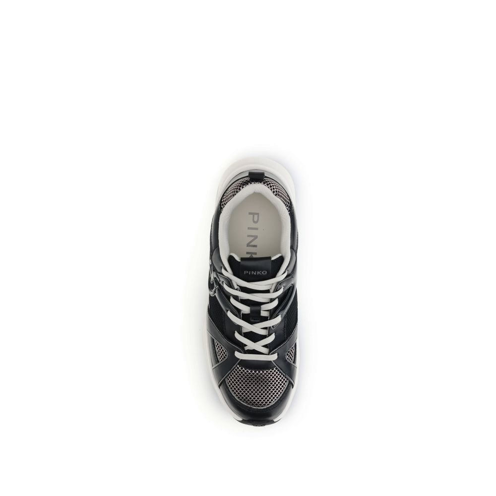 PINKO Black & White Love Birds Logo Sneakers