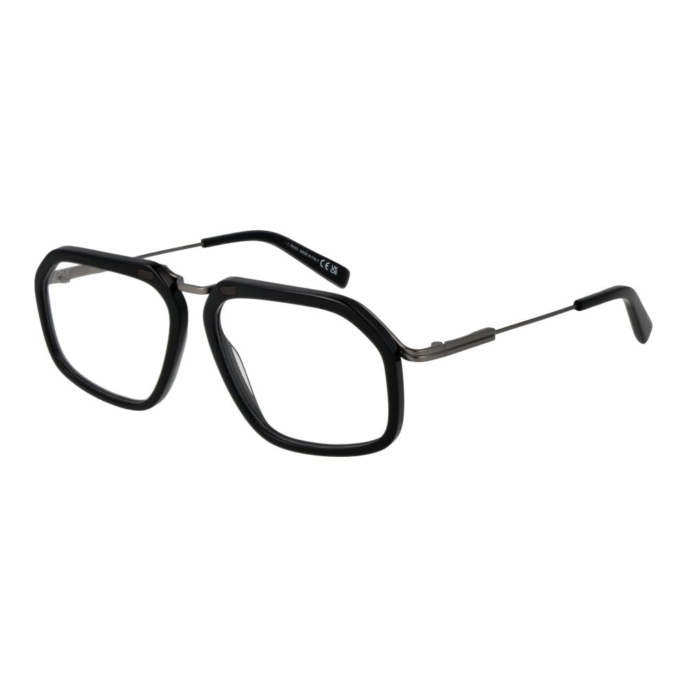 Ermenegildo Zegna Men’s Optical Glasses – Black Full-Rim Frame, 56mm