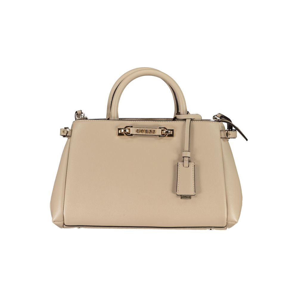 Guess Jeans Beige Polyethylene Handbag: Bold Elegance Redefined