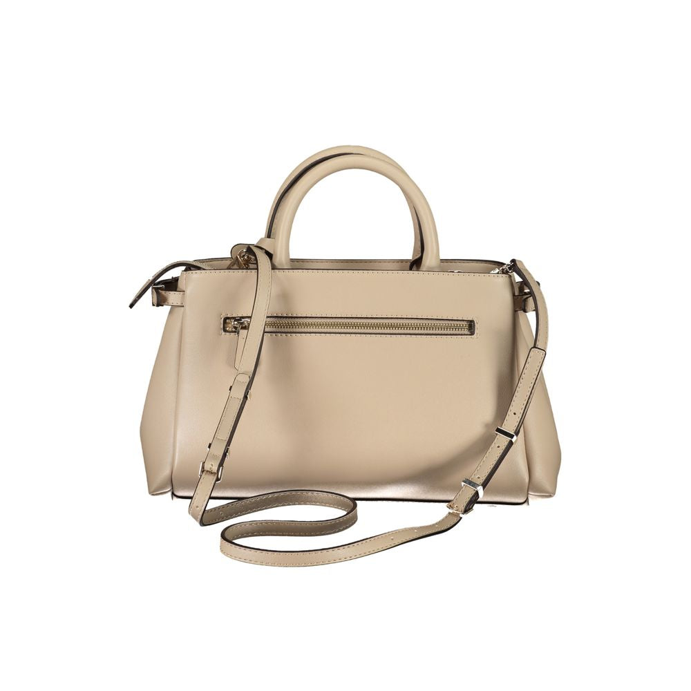 Guess Jeans Beige Polyethylene Handbag: Bold Elegance Redefined