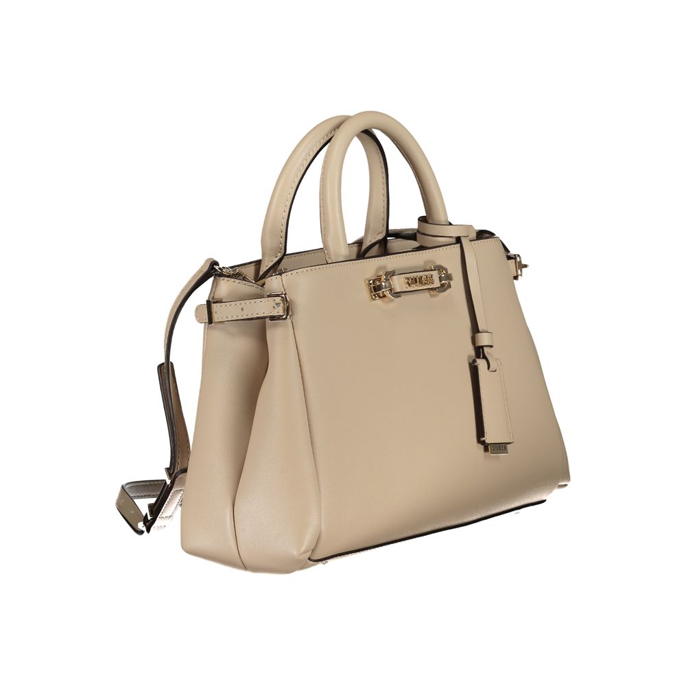 Guess Jeans Beige Polyethylene Handbag: Bold Elegance Redefined