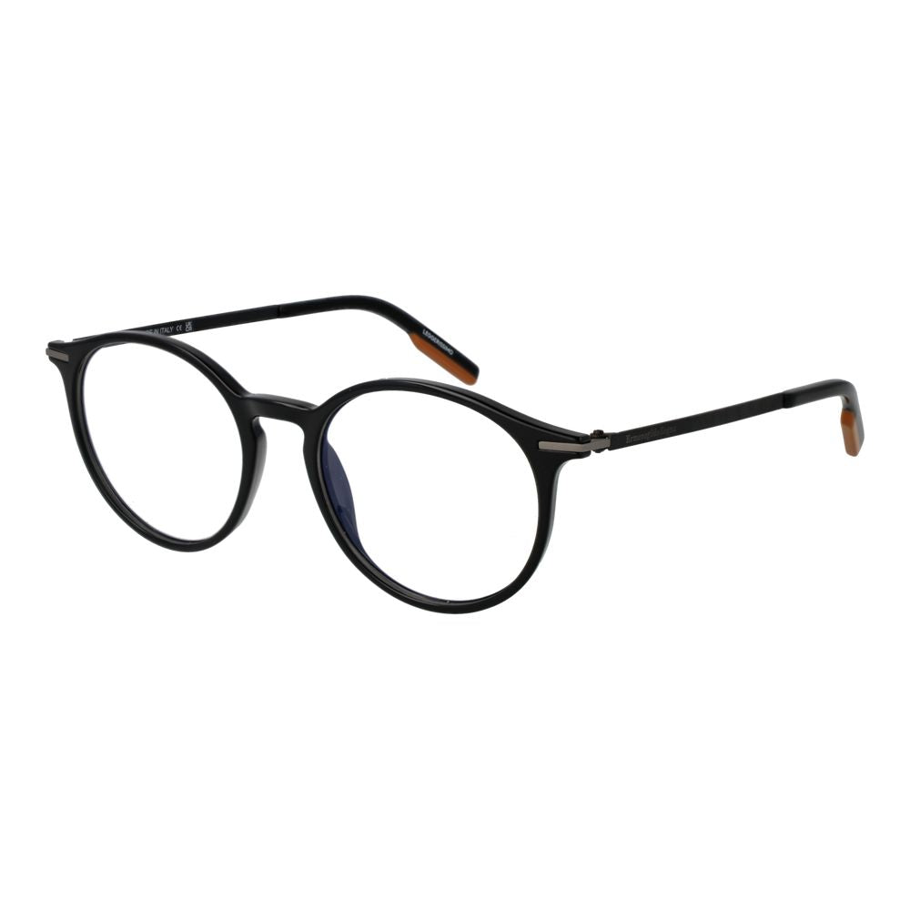 Ermenegildo Zegna Unisex Optical Frames – Black Round Frame, 51mm