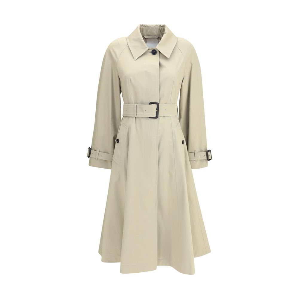 Burberry Ellingham Fit-and-Flare Long Gabardine Trench Coat