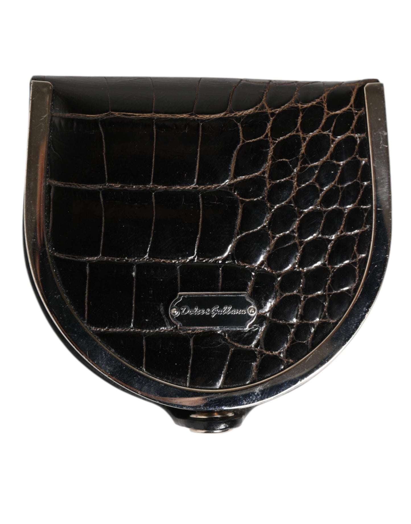 Dolce & Gabbana Black Polished Crocodile Leather Men's Coin Purse Wallet