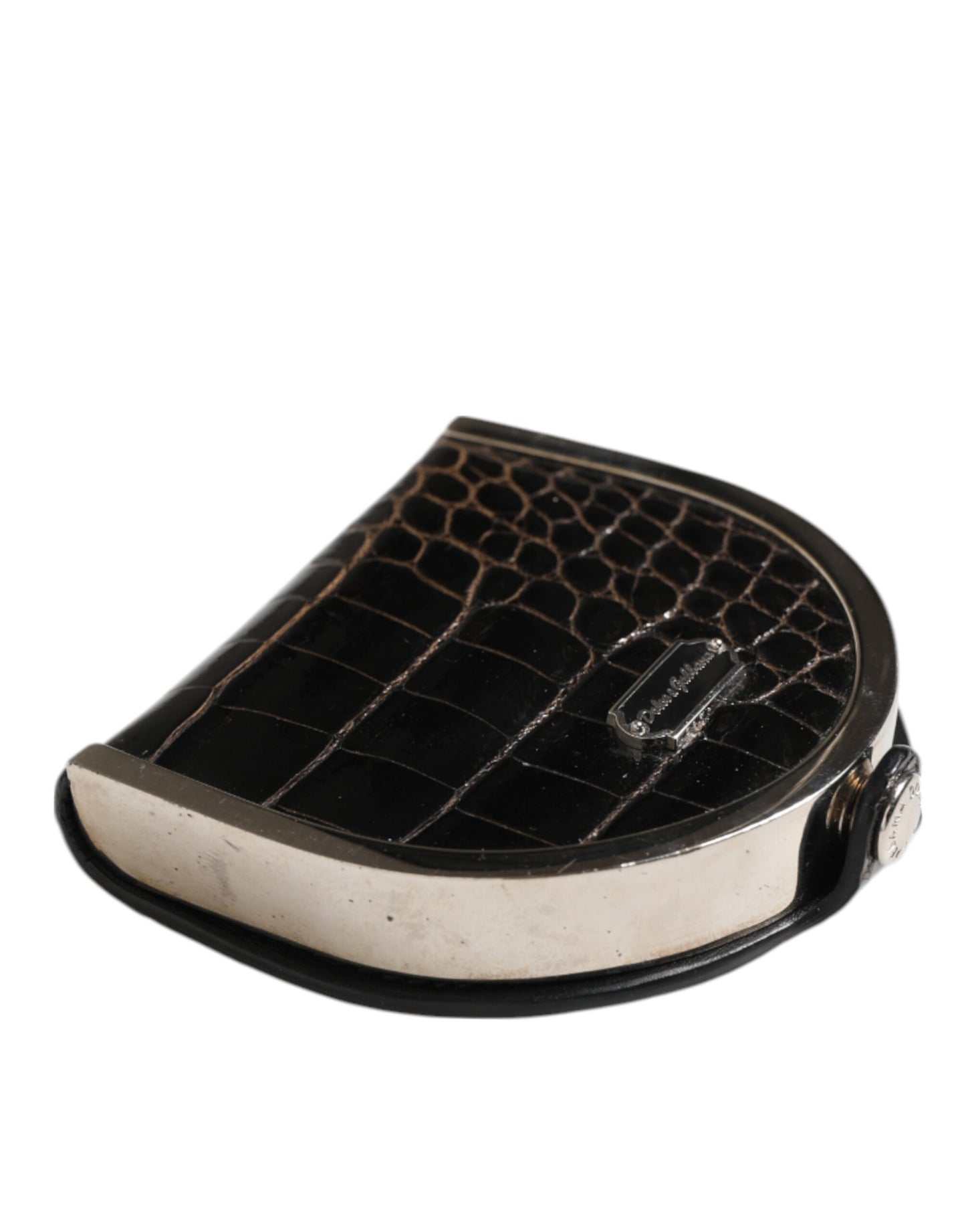 Dolce & Gabbana Black Polished Crocodile Leather Men's Coin Purse Wallet