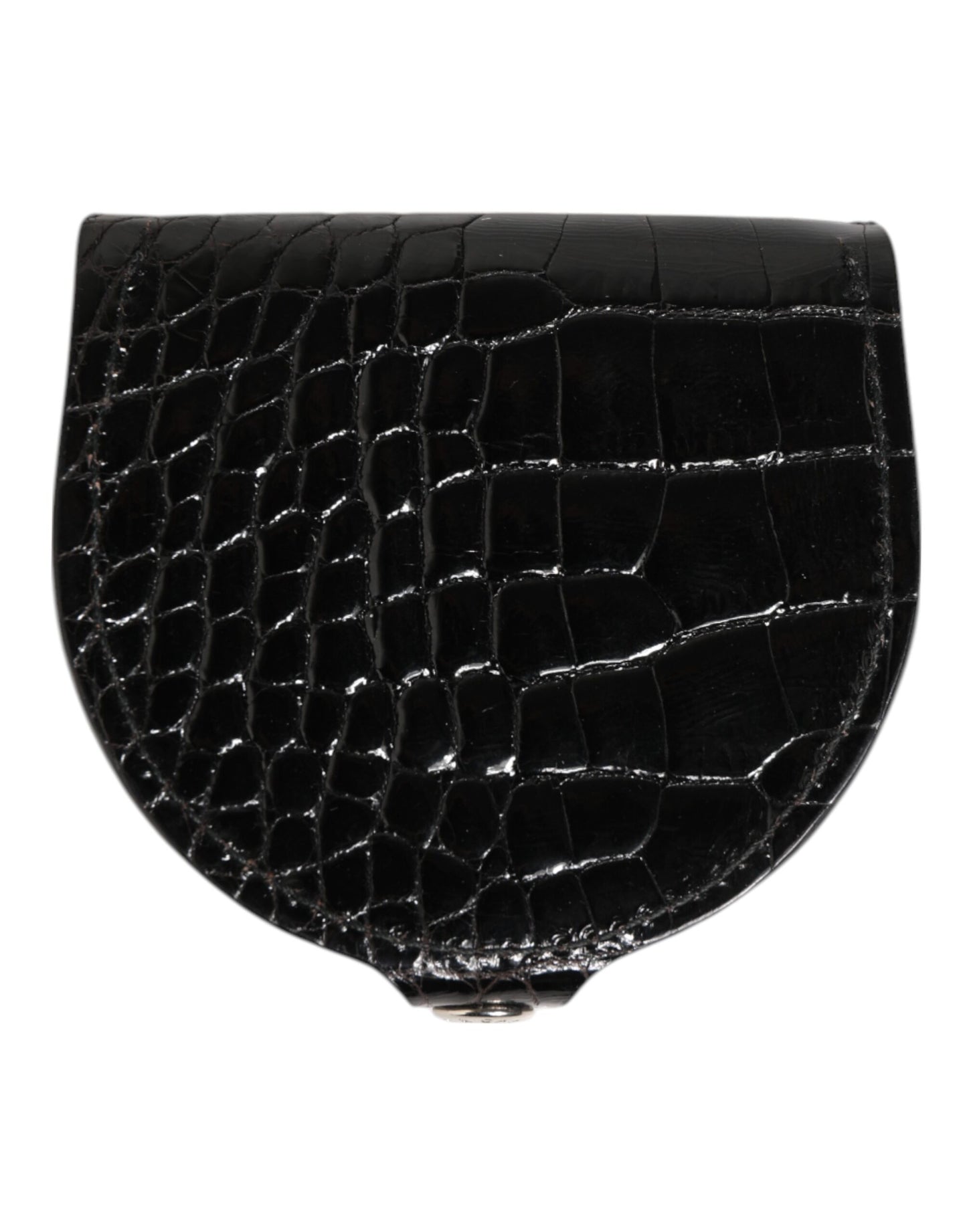 Dolce & Gabbana Black Polished Crocodile Leather Men's Coin Purse Wallet