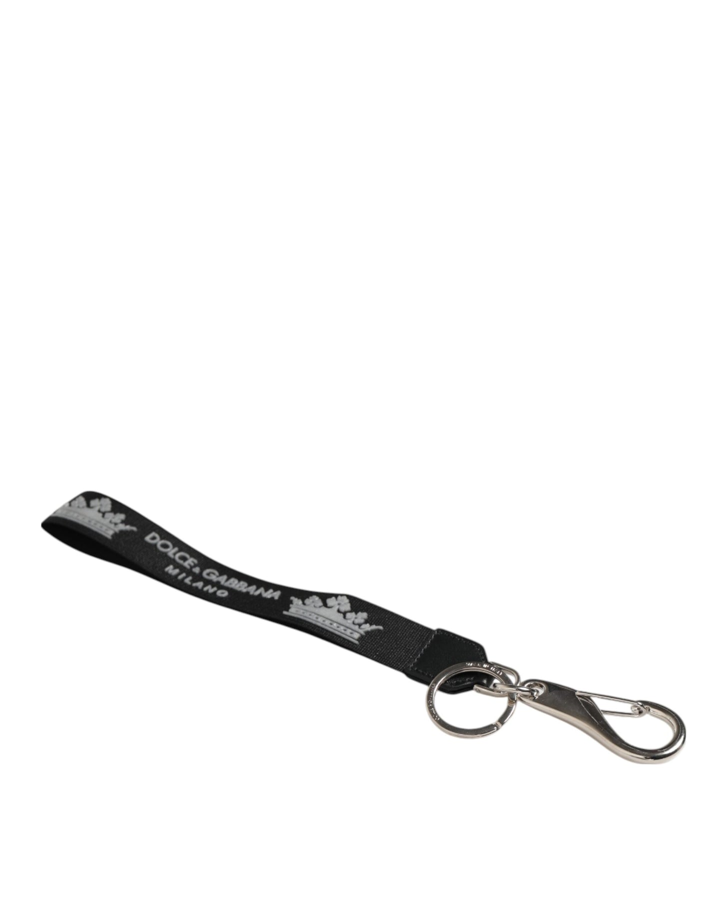 Dolce & Gabbana Black Silver Nylon DG Crown Men's Keyring Holder
