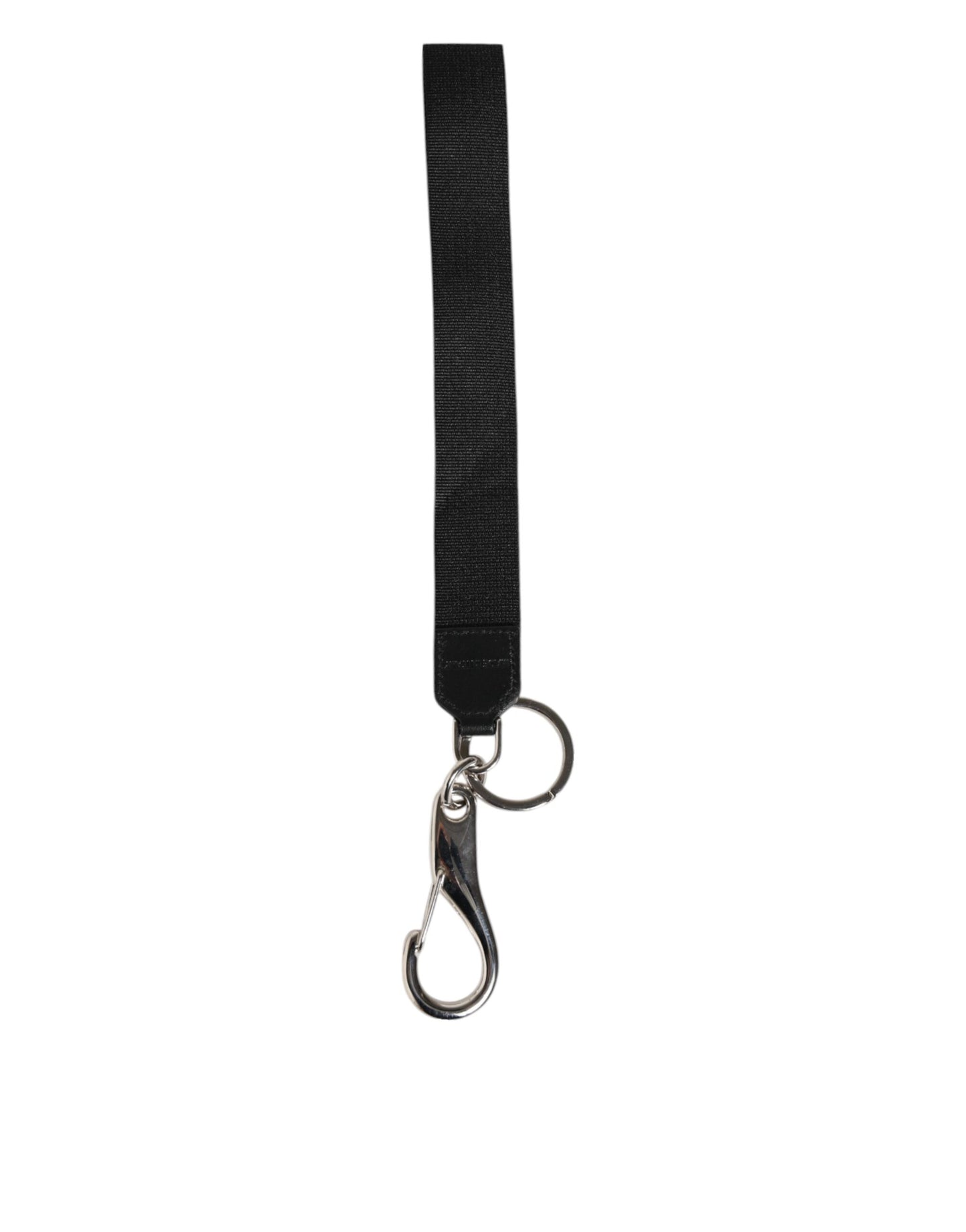Dolce & Gabbana Black Silver Nylon DG Crown Men's Keyring Holder