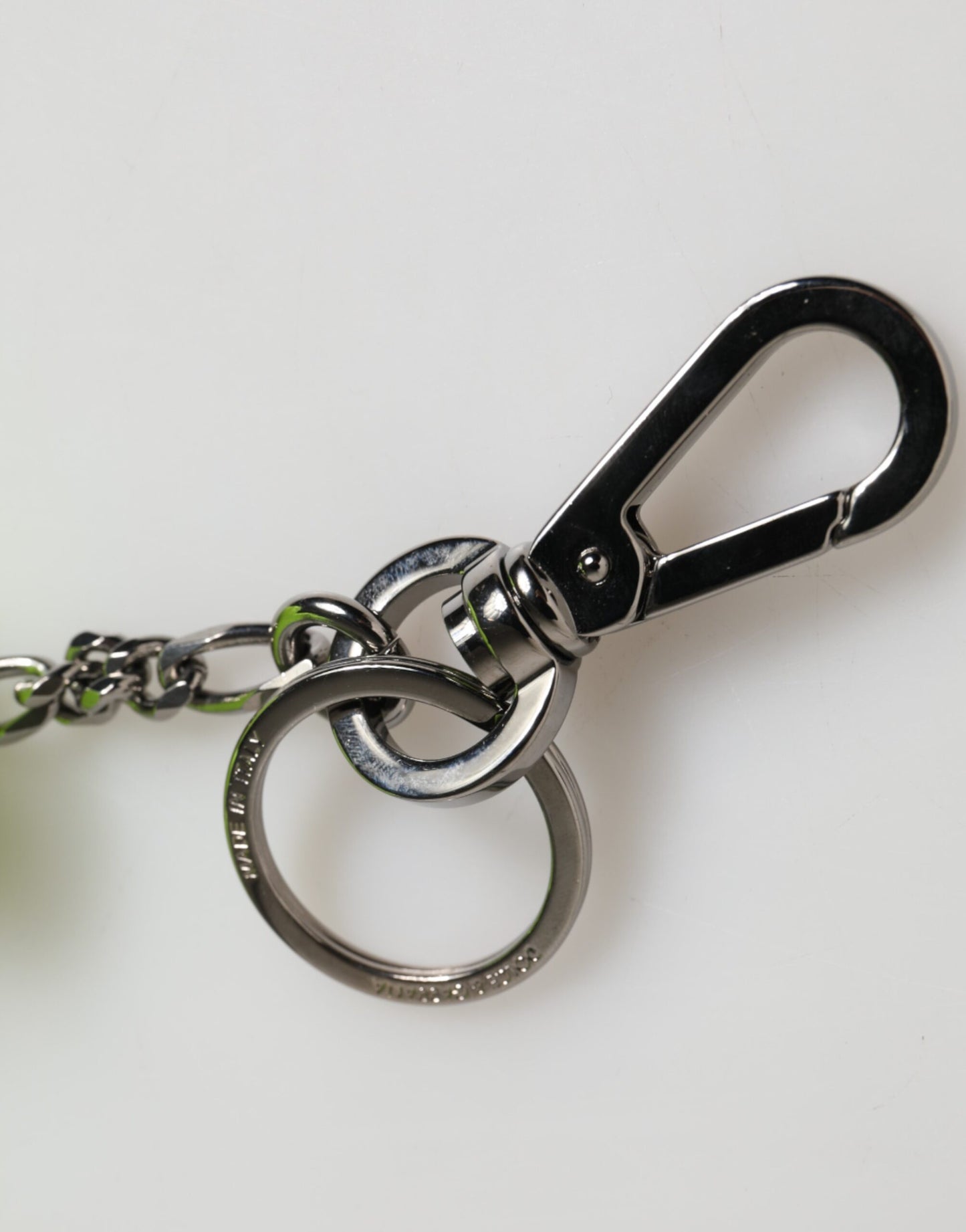 Dolce & Gabbana Neon Green Bear Embroidered Logo Keychain