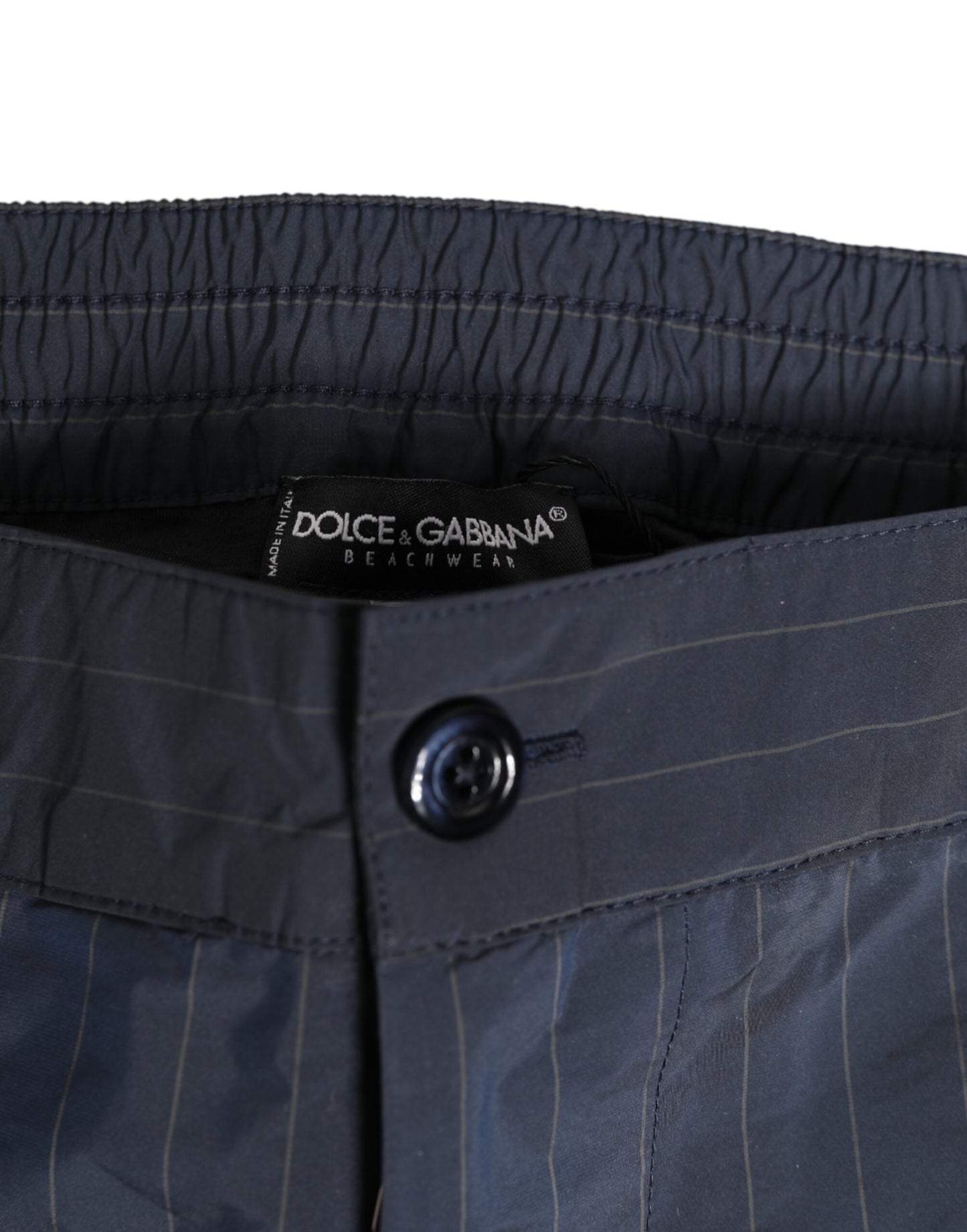 Dolce & Gabbana Navy Blue Pinstripe Men's Swim Shorts